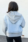 Load image into Gallery viewer, Denim French Terry Hooded Jacket