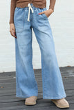 Load image into Gallery viewer, Wide Leg Cropped Tie Jeans